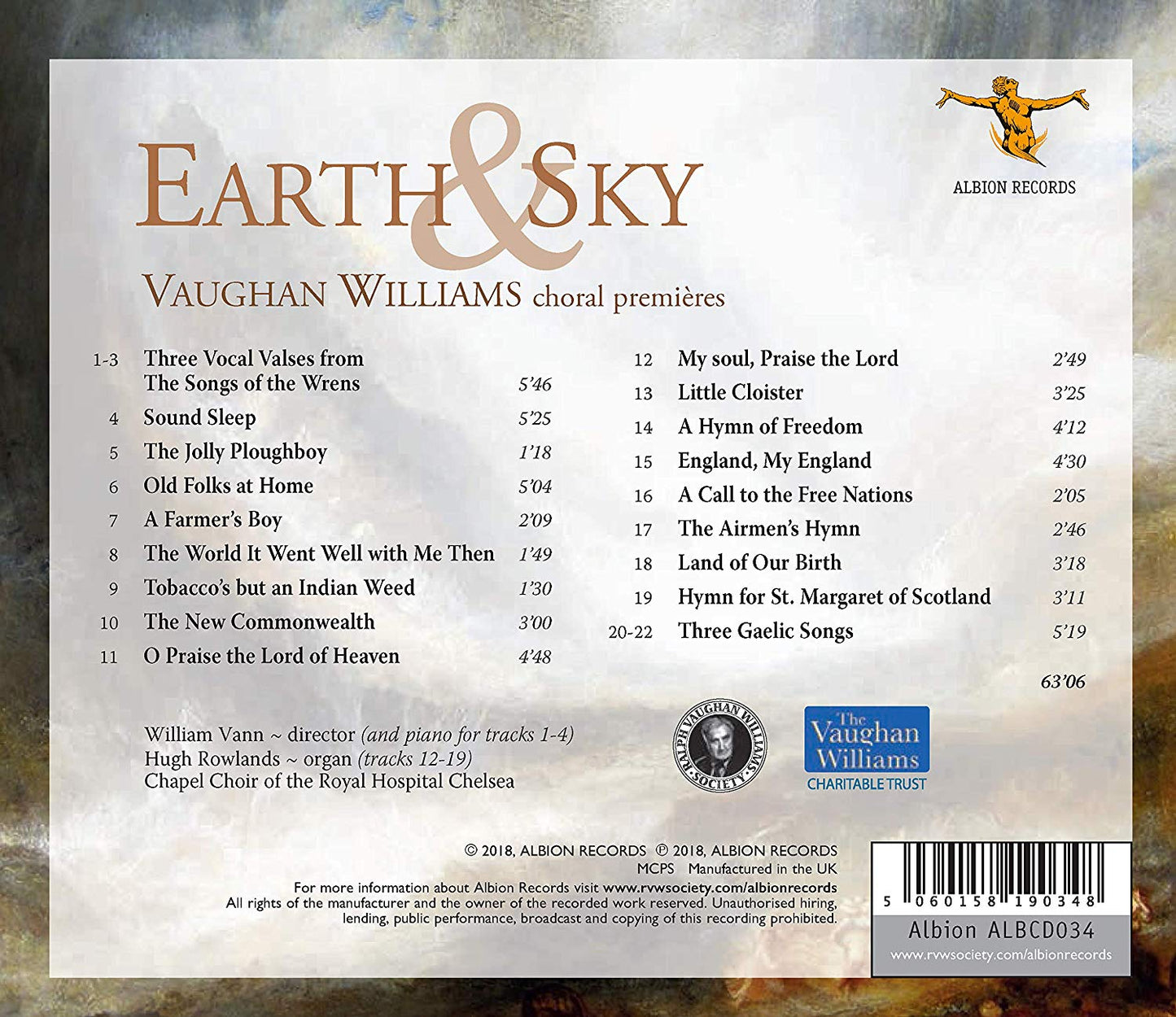 Earth & Sky Vaughan Williams choral premiéres