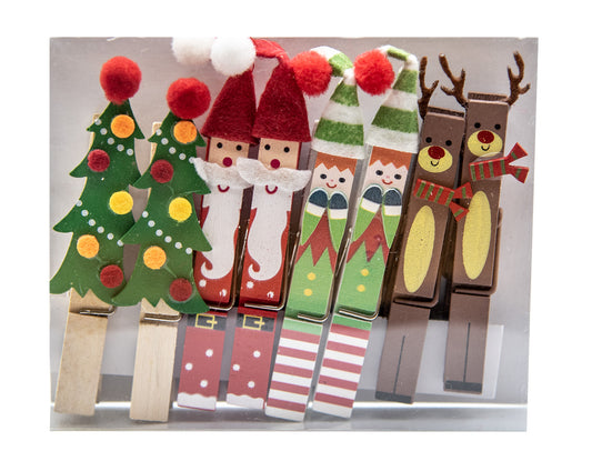 Christmas Wooden Decorative Peg set (8 Pack)