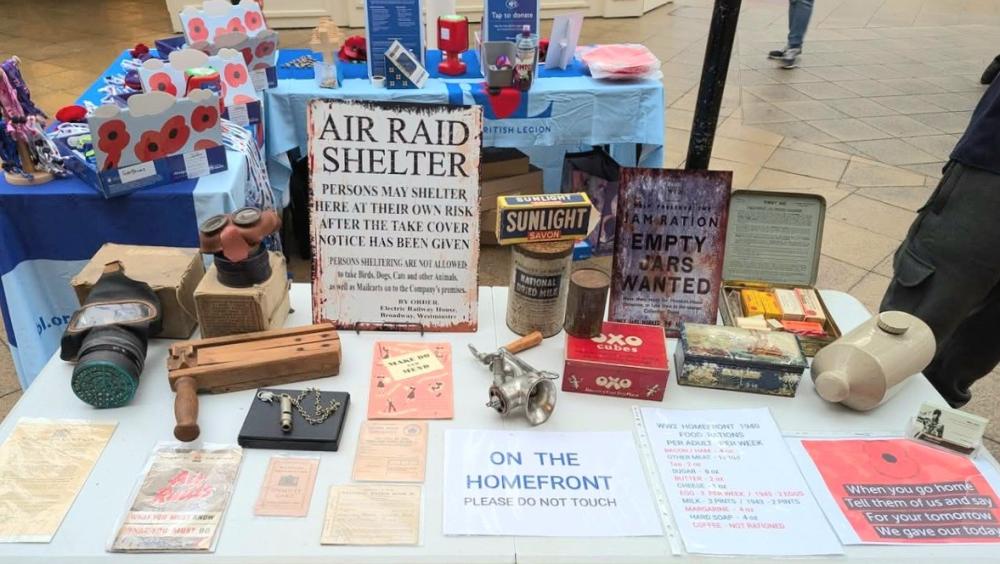 An image of a variety of artefacts from WW2 on a table