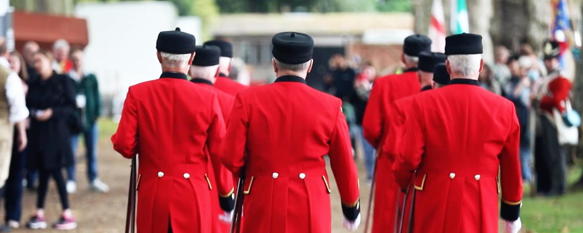 Chelsea Pensioners Pace Stick Performance at Chelsea History Festival