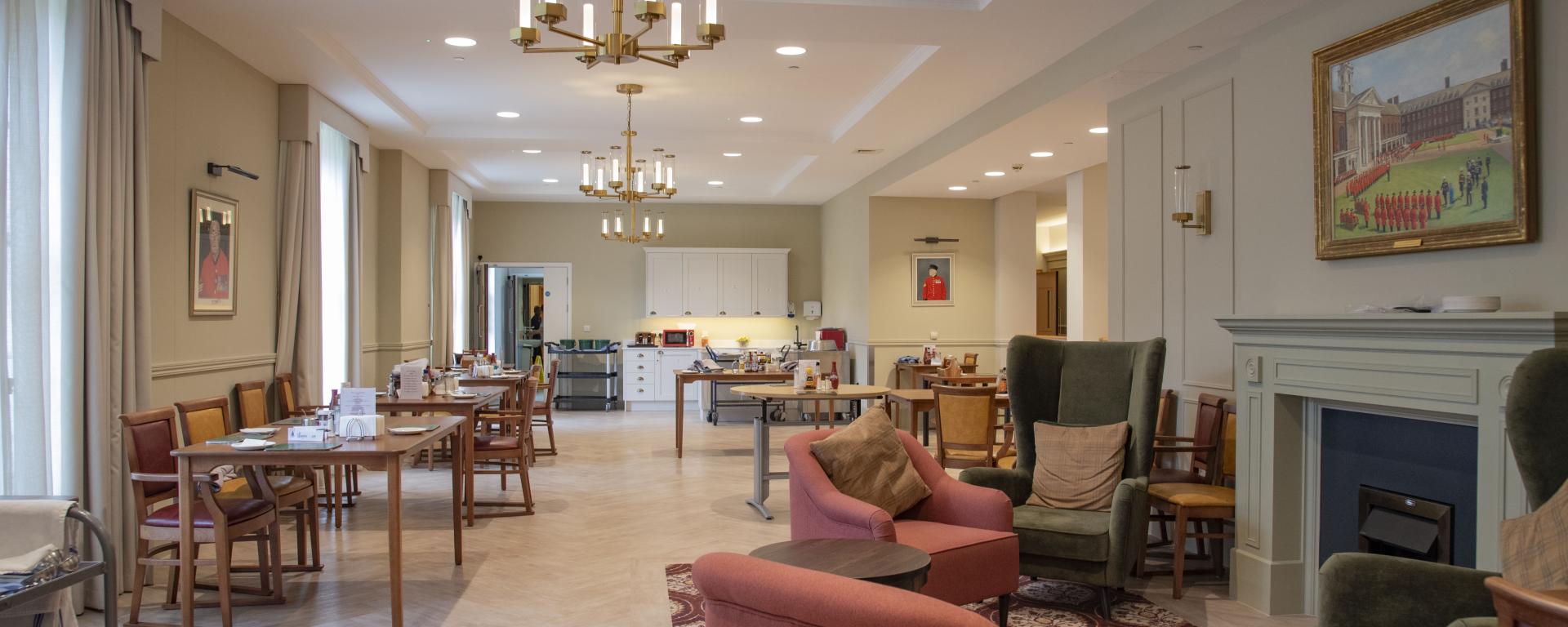 Lounge area with armchairs and tables
